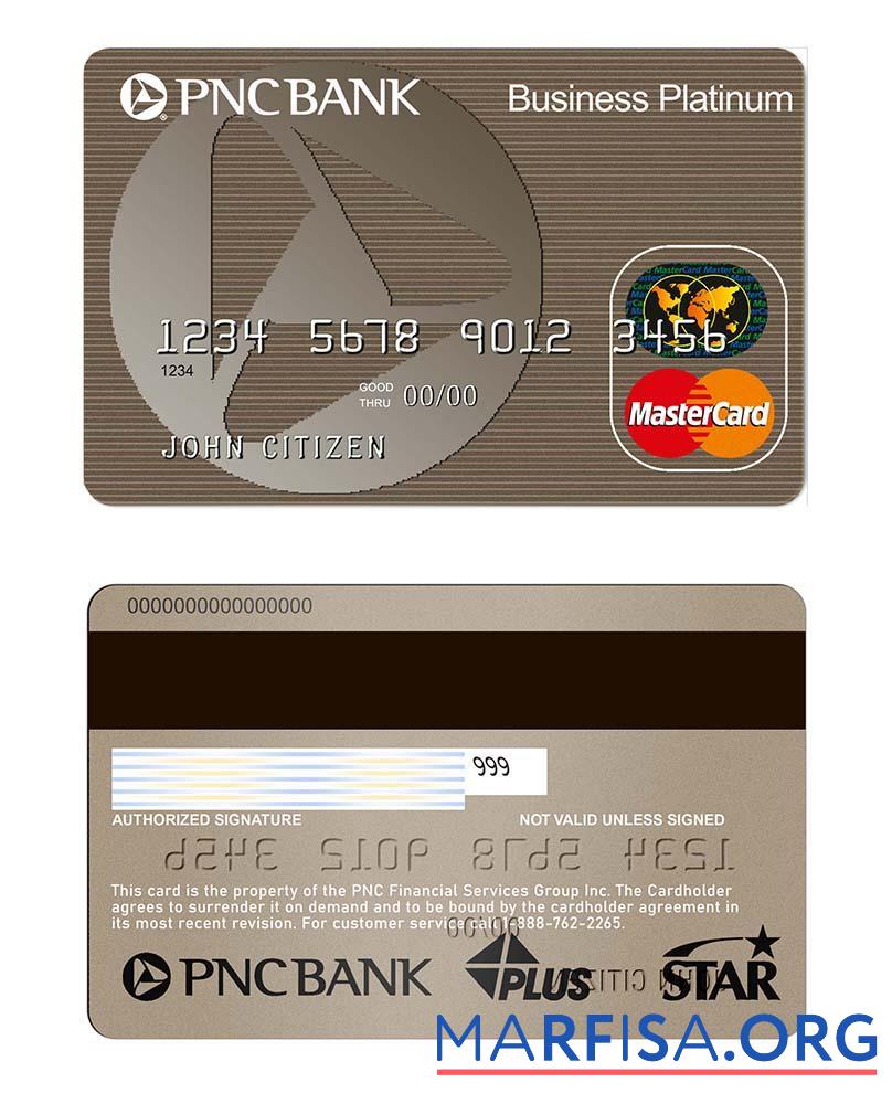 Printable USA PNC bank mastercard real example